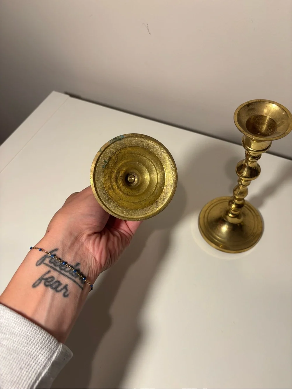 Brass Candlestick Holders with Gold Finish set of 2